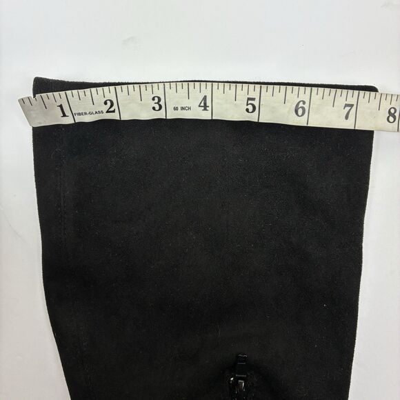 Vintage 90s Y2K Bratz Chunky Block Heel Tall Boots Black Sz 10 Pull On Stretch - Picture 7 of 7